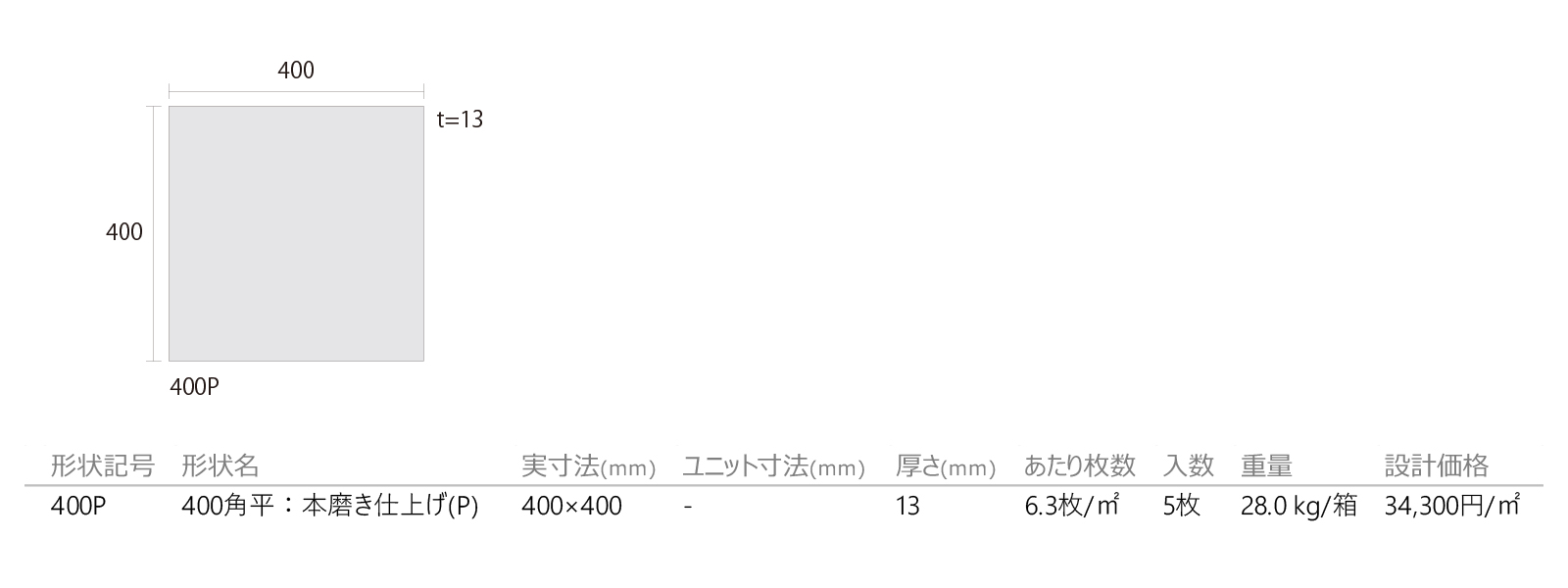 みかげ石[本磨き仕上げ](P)［DNS］形状図画像1