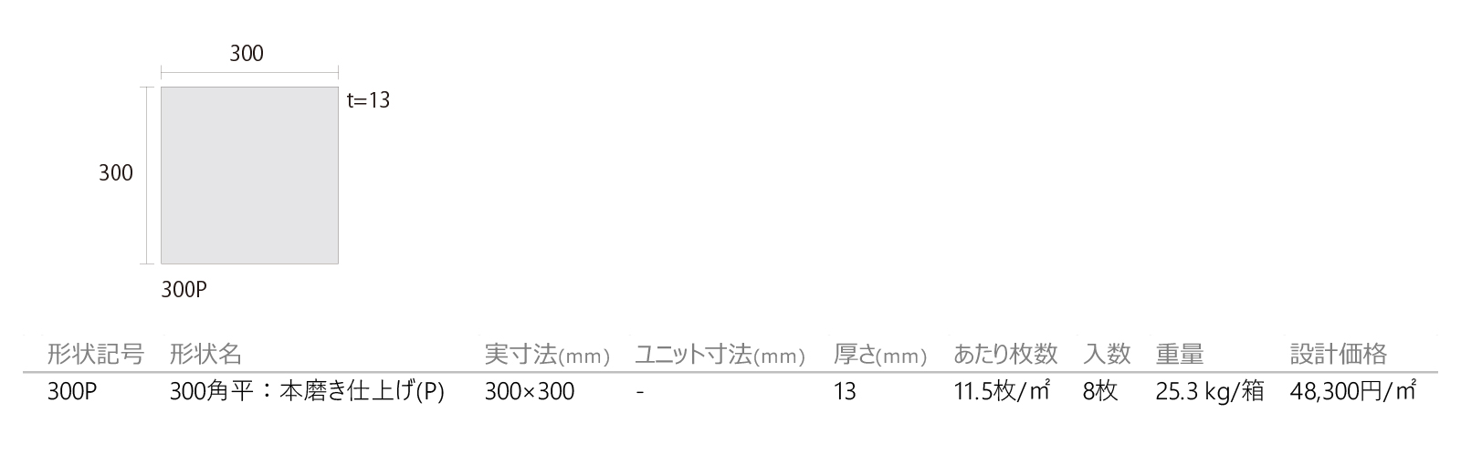 みかげ石[本磨き仕上げ](P)［DNS］形状図画像1