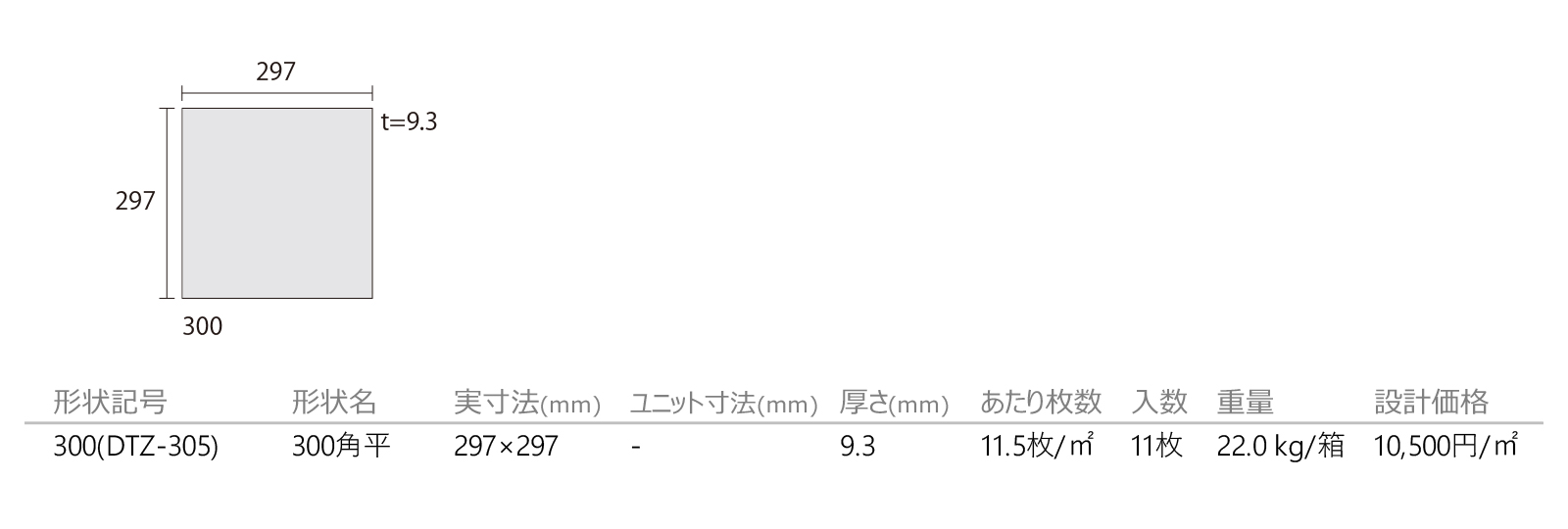 漆黒(しっこく)タイル［DTZ］形状図画像1