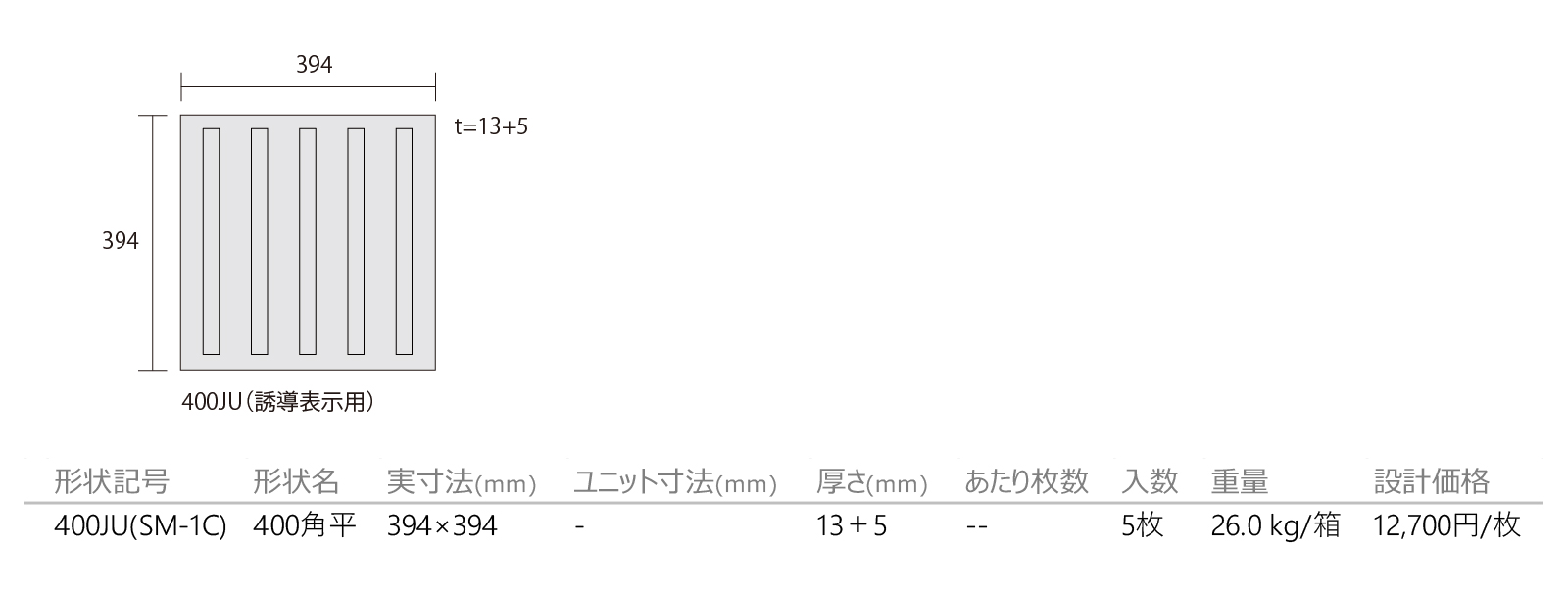 点字タイル［視覚障がい者用床タイル］［SM］形状図画像1